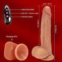 9in Flexible Vibrating Thrusting Heating Big Lifelike Skin Real Dildo