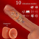 9in Flexible Vibrating Thrusting Heating Big Lifelike Skin Real Dildo