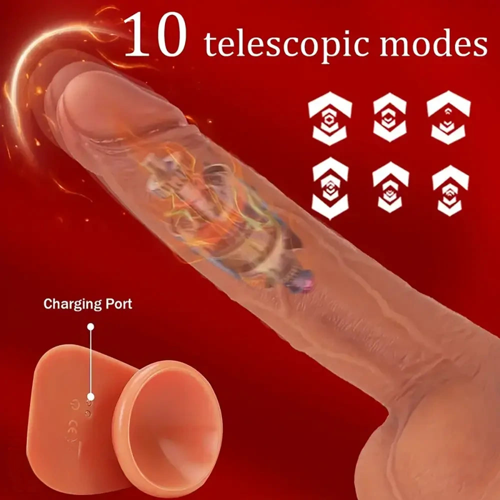 9in Flexible Vibrating Thrusting Heating Big Lifelike Skin Real Dildo