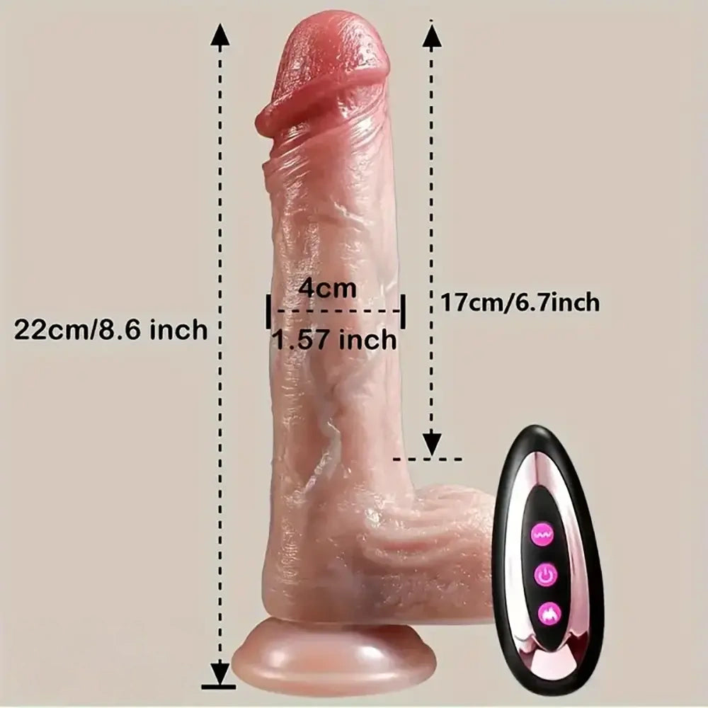 9in Functional Real Thrusting Vibrating Rotation Heating Anal Dildo