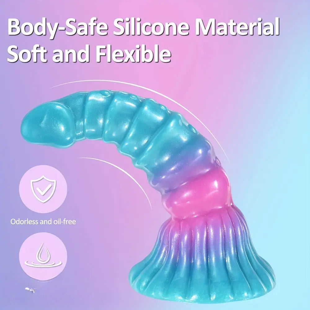 9in Gradient Color Faux Penis Anal Soft Blue-Pink Gradient Fantasy Dildo