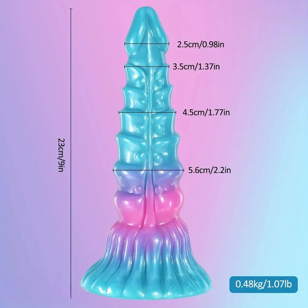 9in Gradient Color Faux Penis Anal Soft Blue-Pink Gradient Fantasy Dildo