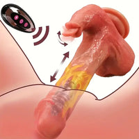 9in Lifelike Thrusting Vibrating Heating Silicone Dildo With Tongue Lick
