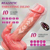 9in Lifelike Thrusting Vibrating Heating Silicone Dildo With Tongue Lick