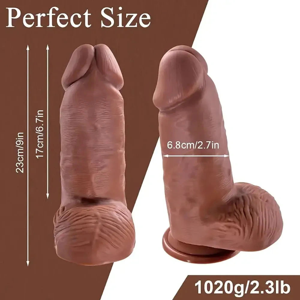 9in Premium Realistic Large Silicone Soft Dildo For Anus Vagina Sex