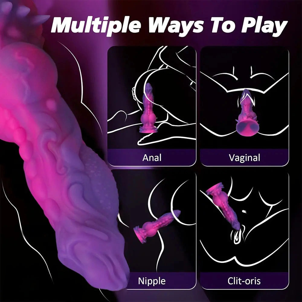 9in Soft Monster Silicone Big Spiked Odd Dildo Prostate Massager For Women