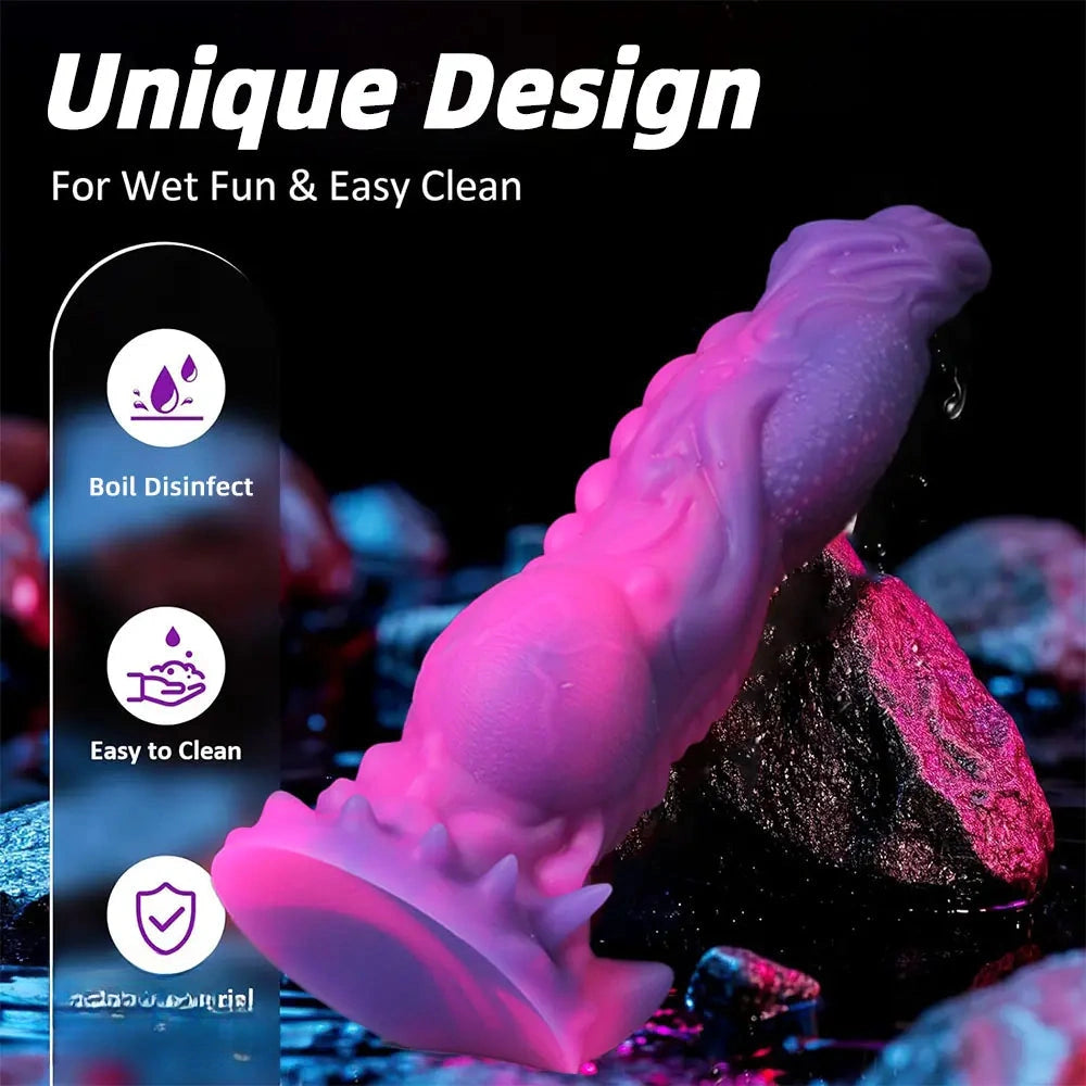 9in Soft Monster Silicone Big Spiked Odd Dildo Prostate Massager For Women