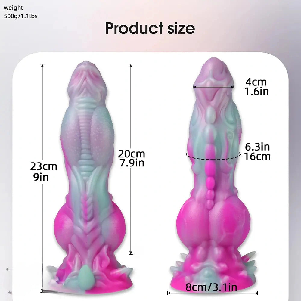 9in Soft Monster Silicone Big Spiked Odd Dildo Prostate Massager For Women
