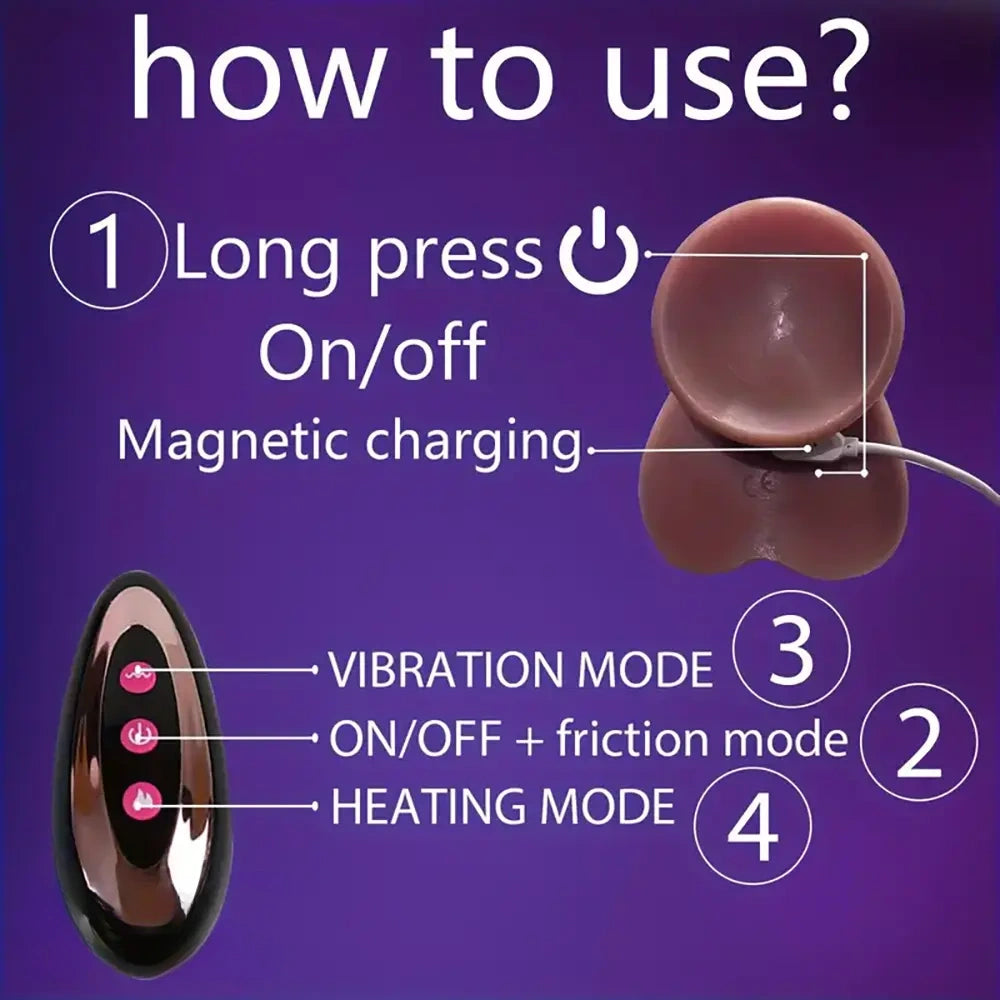 9in Soft Vibrating Thrusting Heating Big Lifelike Feeling Electric Dildo