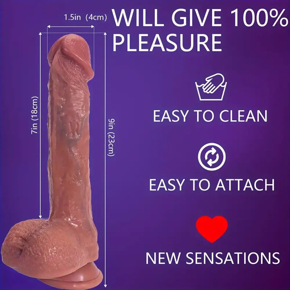 9in Soft Vibrating Thrusting Heating Big Lifelike Feeling Electric Dildo