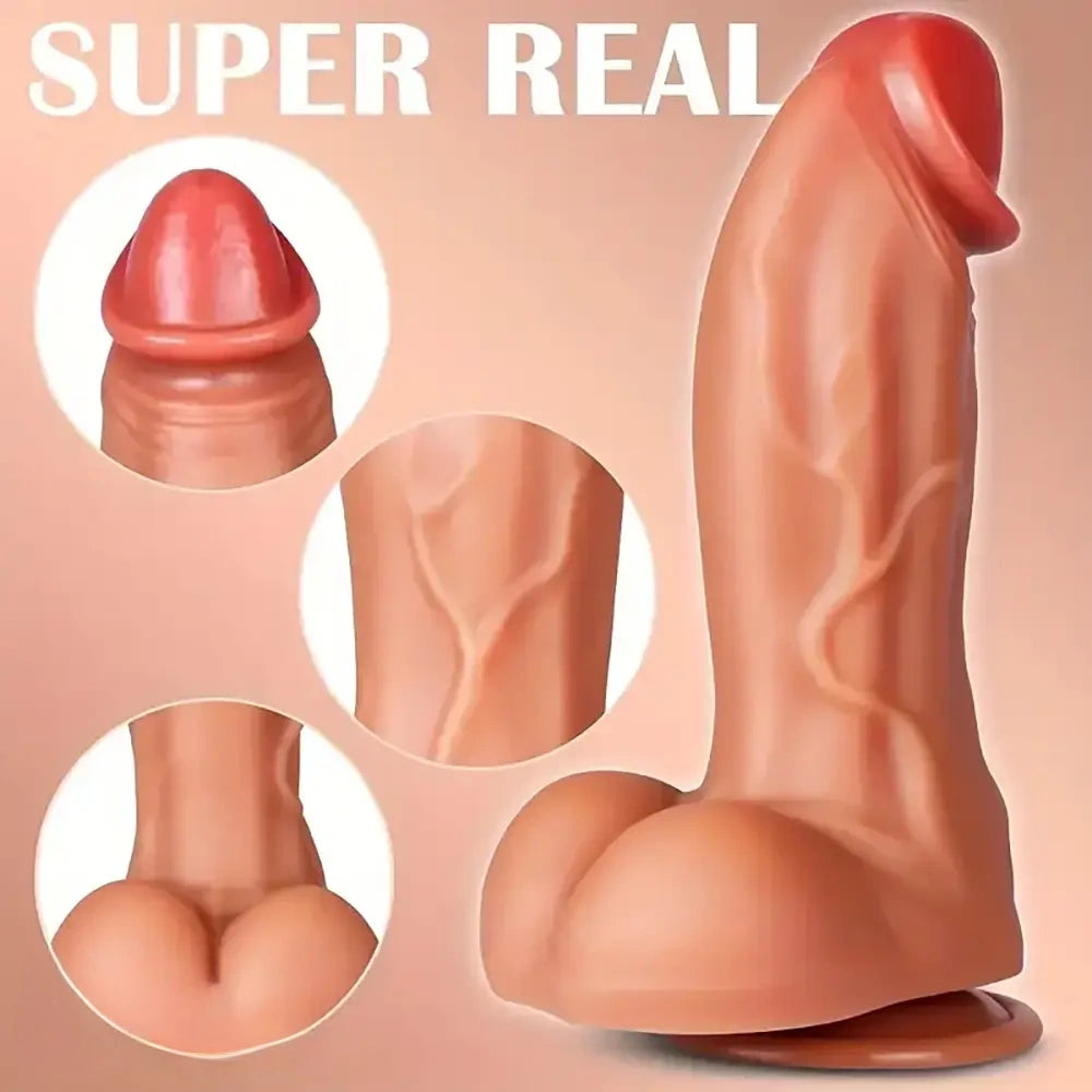 9in Thrusting Vibrating Heating Remote Control Thick Big Real Dildo