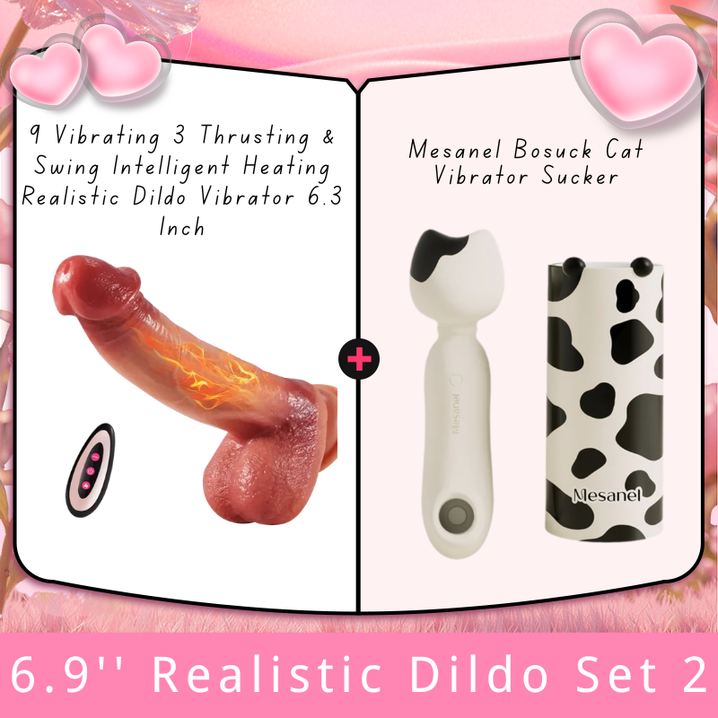 9 Vibrating 3 Thrusting & Swing Intelligent Heating Realistic Dildo Vibrator 6.3 Inch
