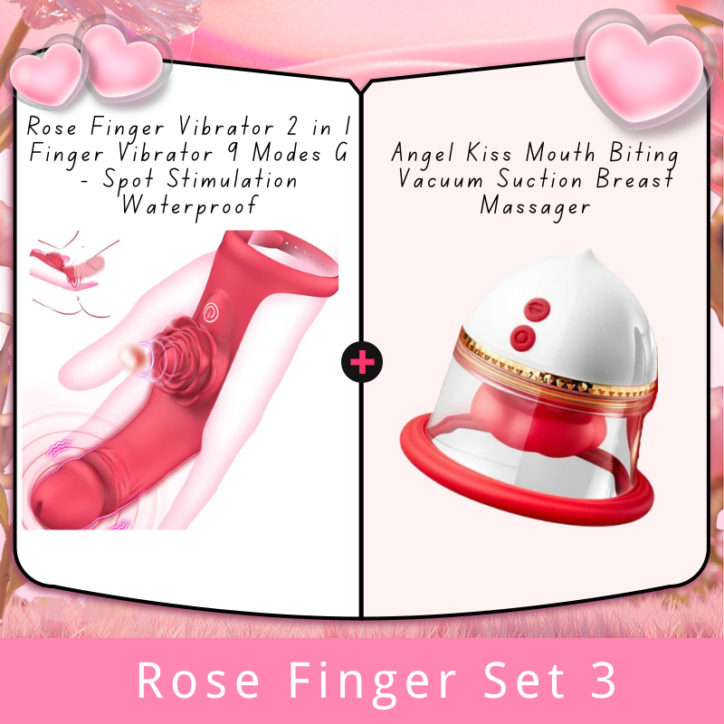 Rose Finger Vibrator 2 in 1 Finger Vibrator 9 Modes G - Spot Stimulation Waterproof