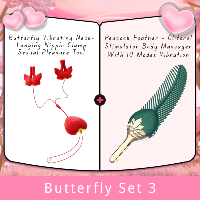 Butterfly Vibrating Neck-hanging Nipple Clamp Sexual Pleasure Tool