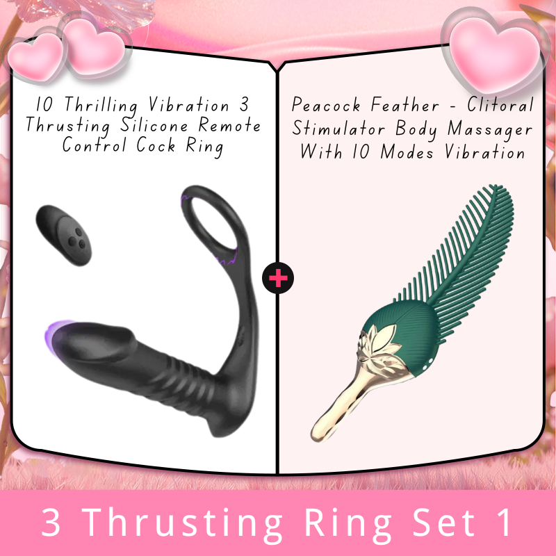 10 Thrilling Vibration 3 Thrusting Silicone Remote Control Cock Ring Anal Vibrator