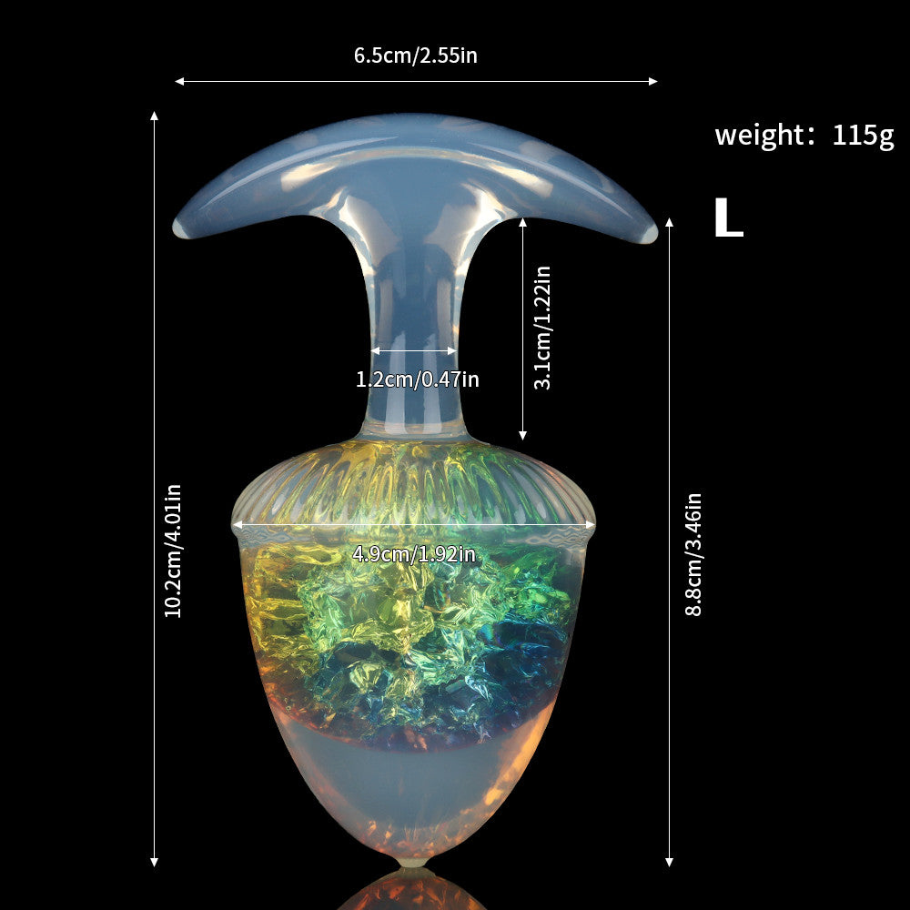 Aurora Chestnut Crystal Silicone Anal Plug with T-Bar Base