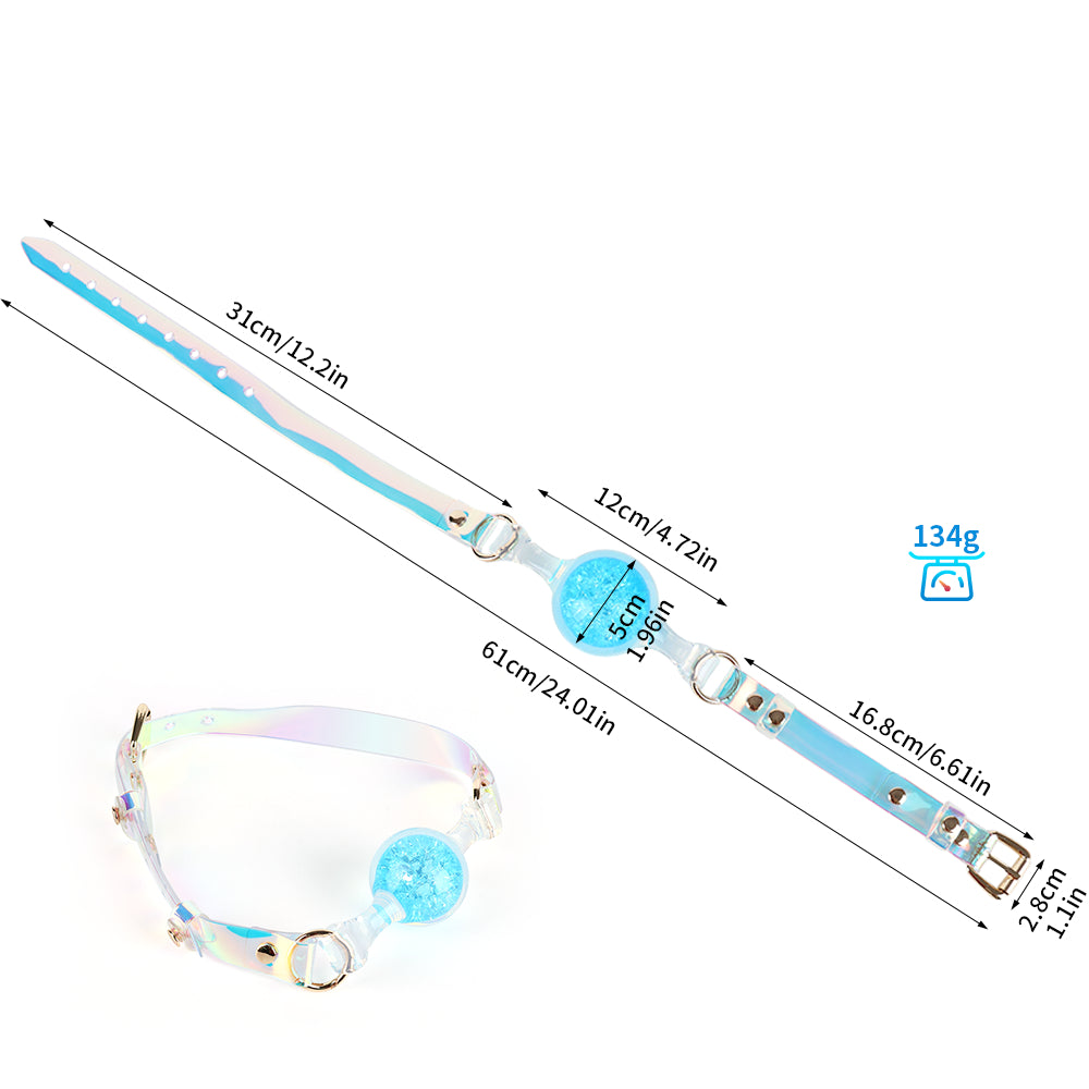 Holographic Iridescent Aurora Ball Gag with Adjustable Buckle Strap
