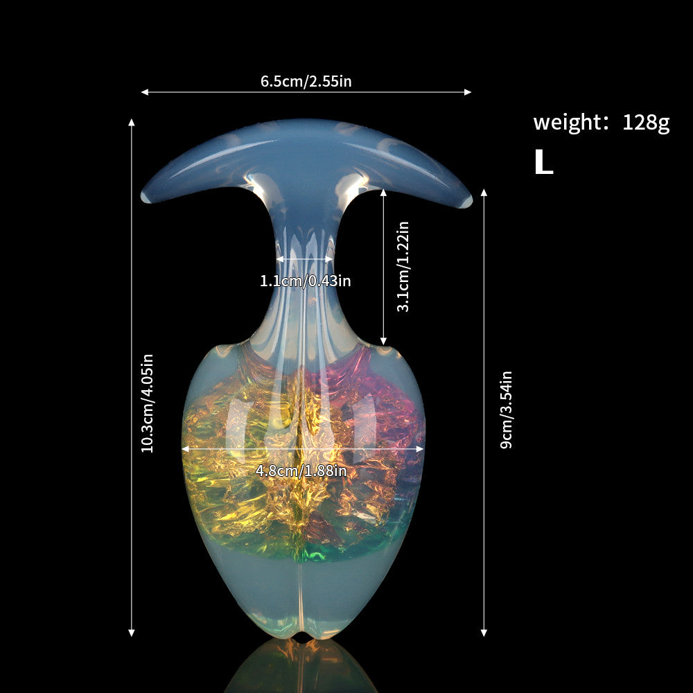 Aurora Bean Sprout Crystal Silicone Anal Plug with T-Bar Base