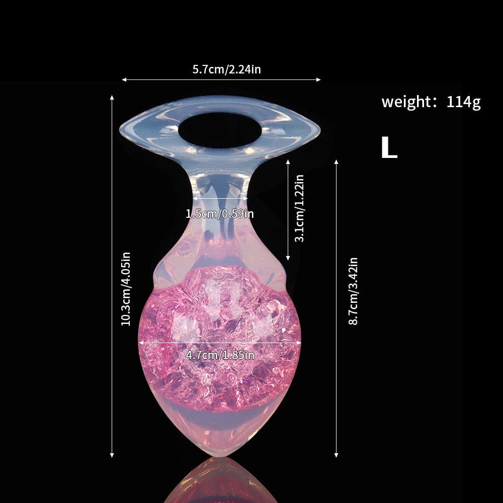 Aurora Drill Bit Crystal Silicone Anal Plug with Oval Pull Loop - Lurevibe