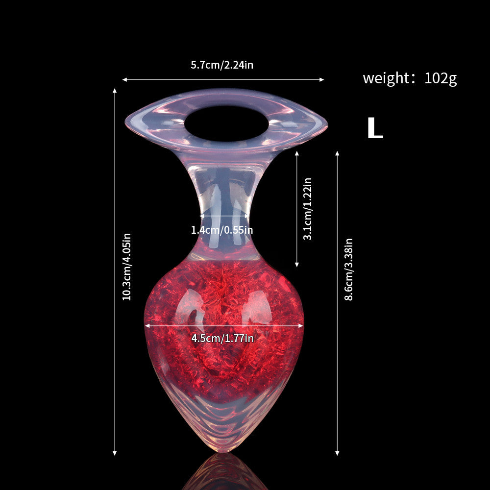 Aurora Crystal Heart-Shaped Anal Plug with Ergonomic Finger-Loop Base