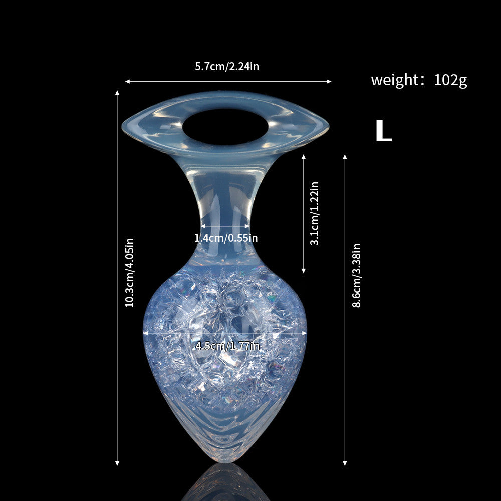 Aurora Crystal Heart-Shaped Anal Plug with Ergonomic Finger-Loop Base