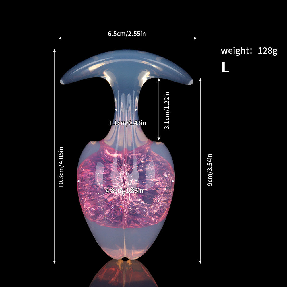 Aurora Bean Sprout Crystal Silicone Anal Plug with T-Bar Base