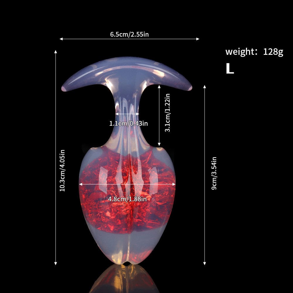 Aurora Bean Sprout Crystal Silicone Anal Plug with T-Bar Base - Lurevibe