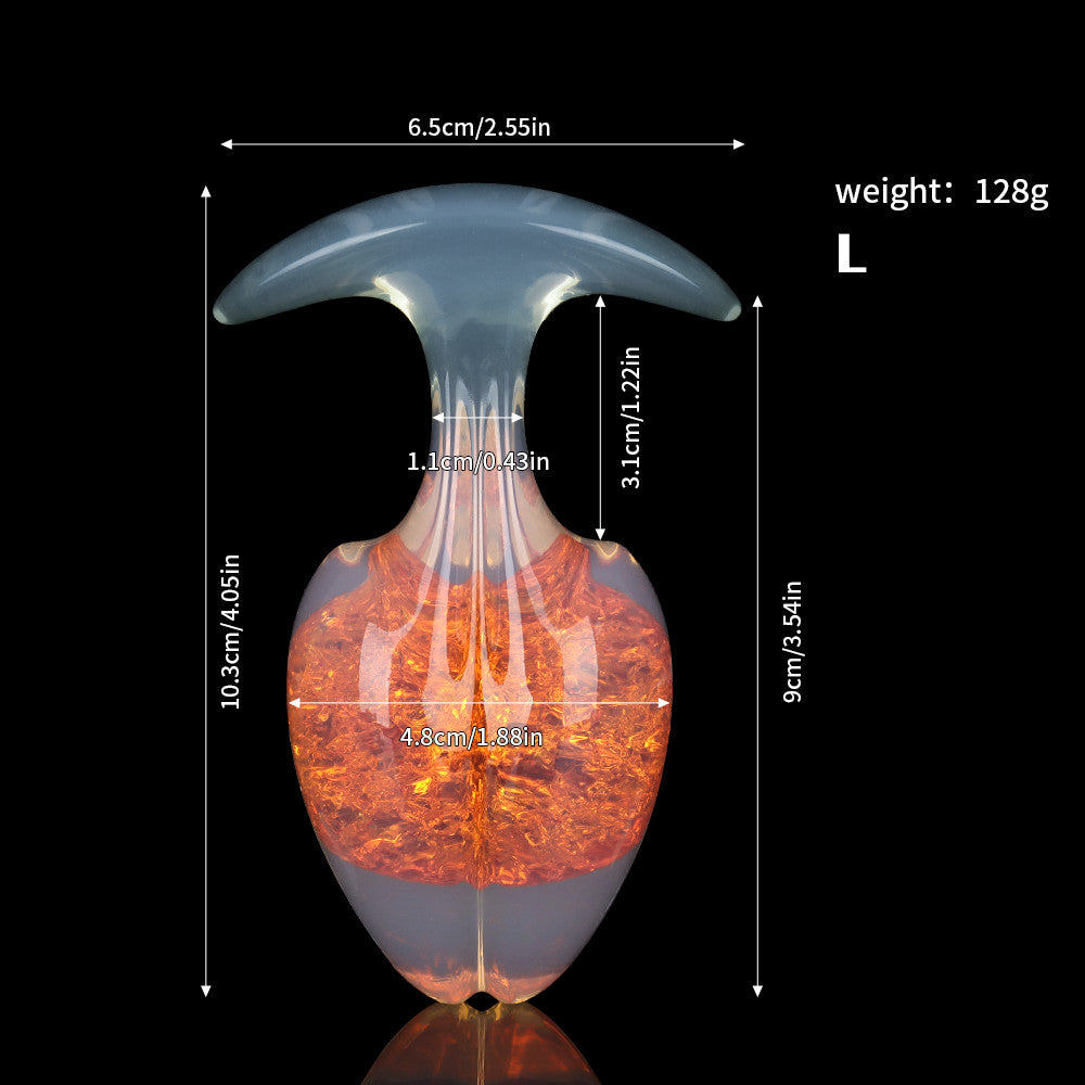 Aurora Bean Sprout Crystal Silicone Anal Plug with T-Bar Base