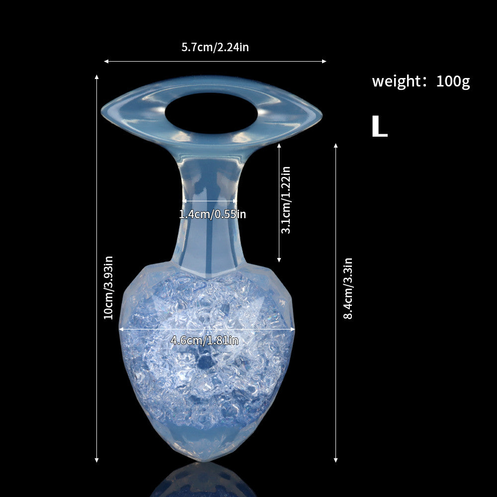 Aurora Faceted Diamond Crystal Silicone Anal Plug with Oval Pull-Loop Base