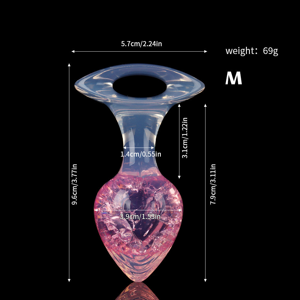 Aurora Crystal Heart-Shaped Anal Plug with Ergonomic Finger-Loop Base