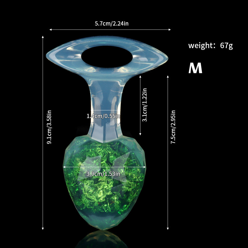 Aurora Faceted Diamond Crystal Silicone Anal Plug with Oval Pull-Loop Base