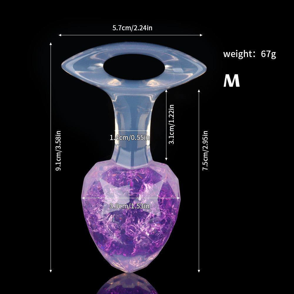 Aurora Faceted Diamond Crystal Silicone Anal Plug with Oval Pull-Loop Base