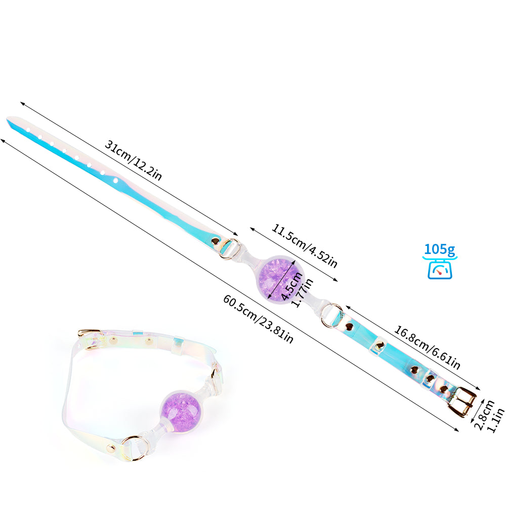 Holographic Iridescent Aurora Ball Gag with Adjustable Buckle Strap