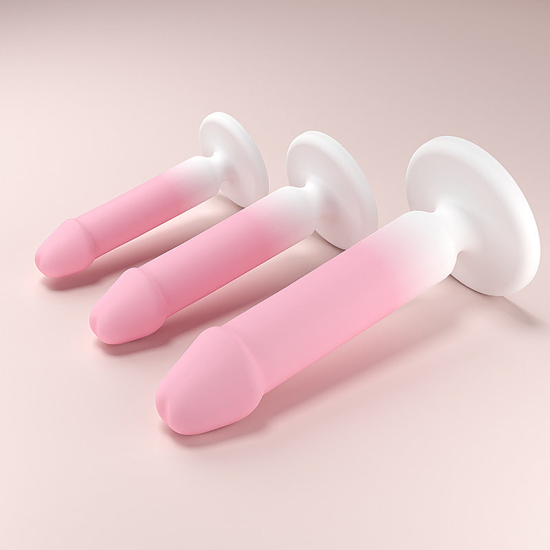 Realistischer Dildo-Analplug aus Silikon mit Farbverlauf in Rosa