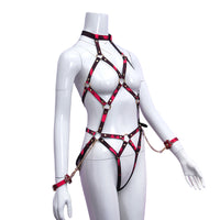 Temperature-Sensitive Color Change BDSM Leather Bondage Suit With Handcuffs