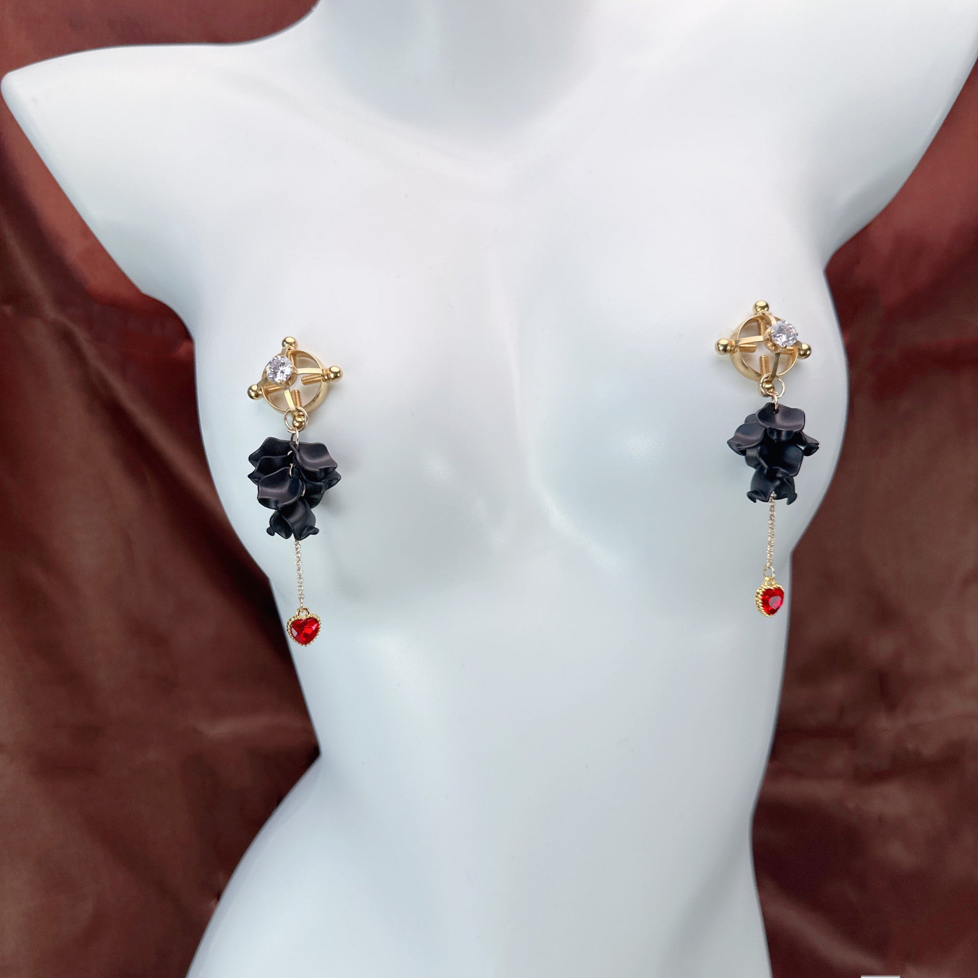 BDSM Petal Heart Cross Nipple Clamps