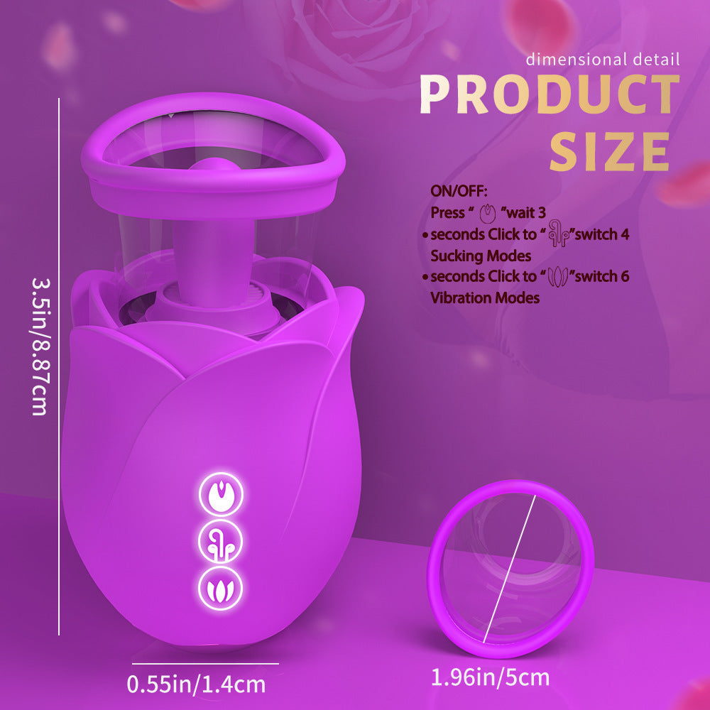 Vortex - Purple Rose Sucking Licking Vibrator With Detachable Cup