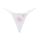 "Love" Red Lips Sexy Embroidery Mesh Women Thong with Diamonds