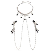 Exquisite Black Gem Diamond Choker with Nipple Clamps