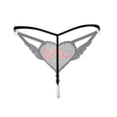 "Love You" Sexy Open Crotch Mesh Underwear With Pearls