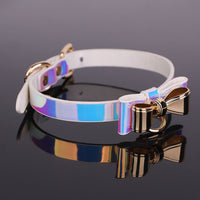 SM Gold Bow Iridescent Collar With Leash Suit