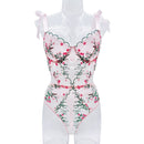 French Lingerie Embroidery See-through Mesh Sexy Female Erotic Set