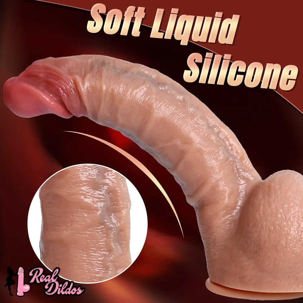 10.6in 12.6in Realistic Skin Texture Liquid Silicone Dildo For Anal Play