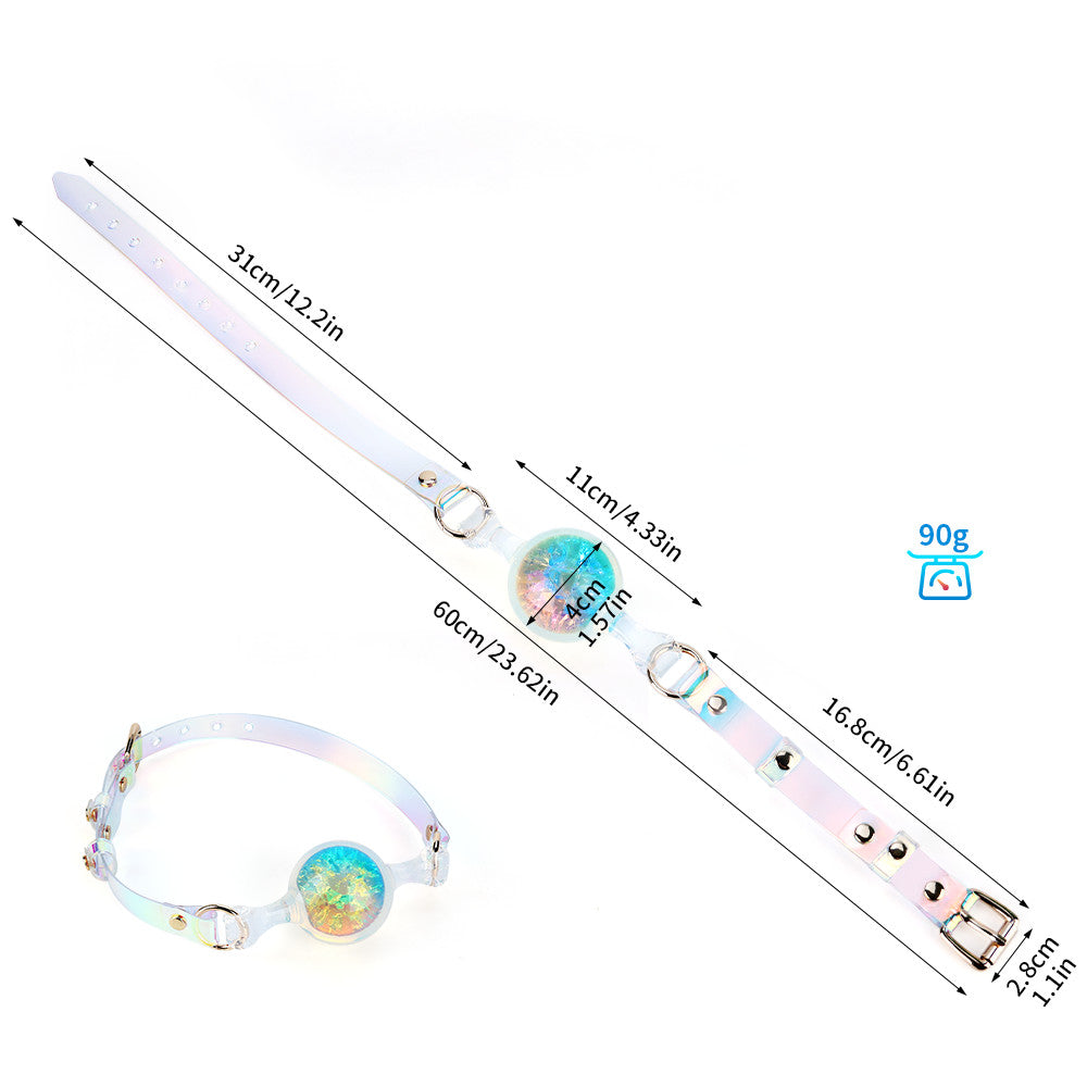 Holographic Iridescent Aurora Ball Gag with Adjustable Buckle Strap