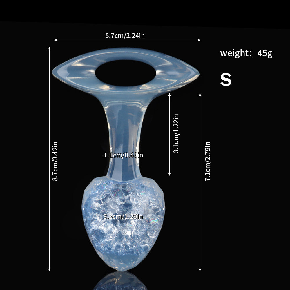 Aurora Faceted Diamond Crystal Silicone Anal Plug with Oval Pull-Loop Base