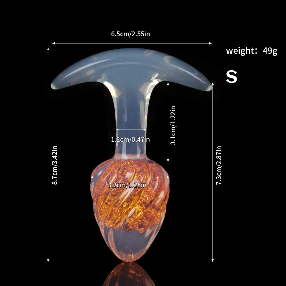 Aurora Ice Cream Spiral Textured Crystal Anal Plug with T-Bar Base