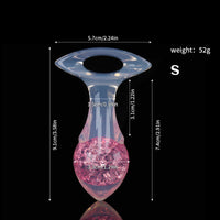 Aurora Drill Bit Crystal Silicone Anal Plug with Oval Pull Loop
