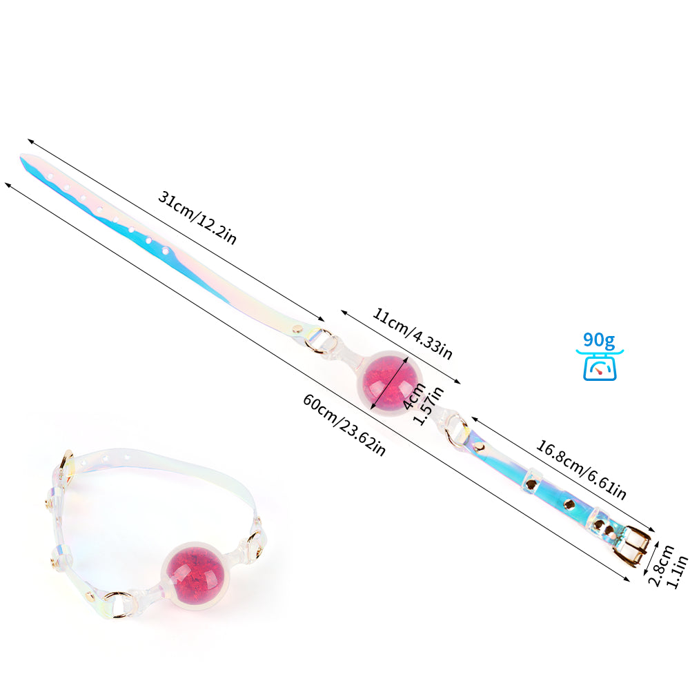 Holographic Iridescent Aurora Ball Gag with Adjustable Buckle Strap