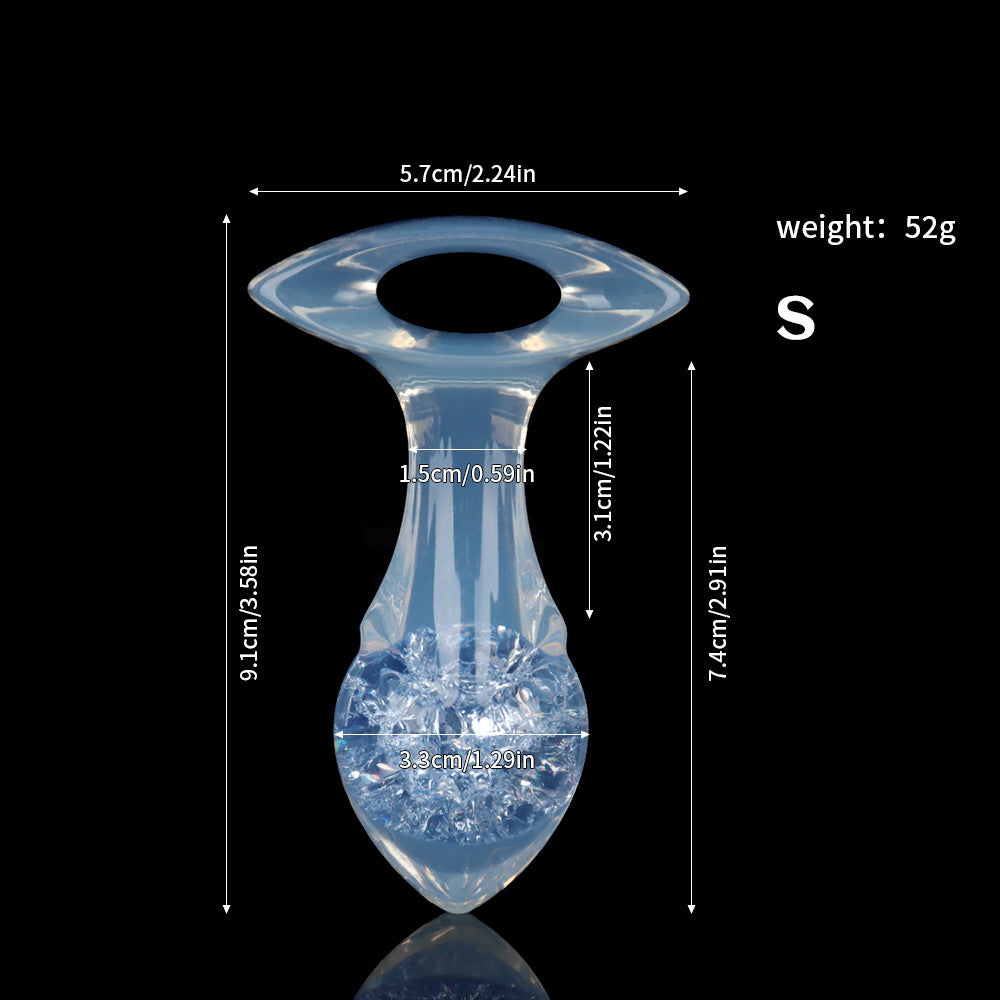 Aurora Drill Bit Crystal Silicone Anal Plug with Oval Pull Loop