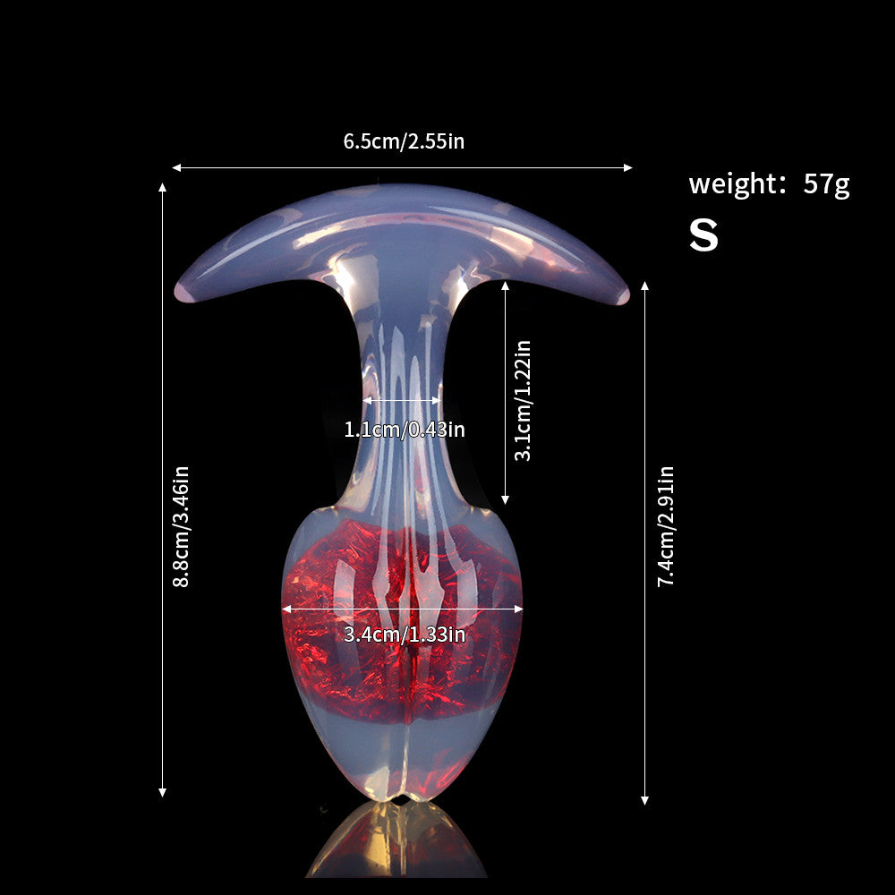 Aurora Bean Sprout Crystal Silicone Anal Plug with T-Bar Base